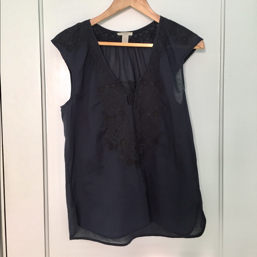 J. Crew cotton voile embroidered blouse